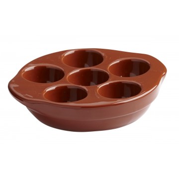 Escargot dish round brown...