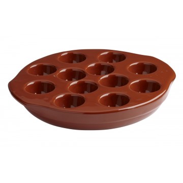 Escargot dish round brown...